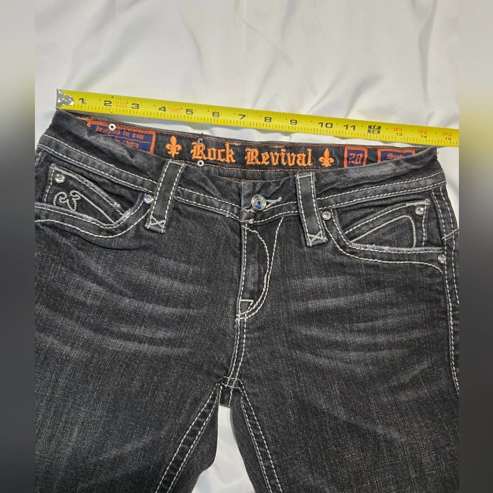 Rock Revival Black Boot Cut Jeans with Ornate Stitching - Picture 6 of 9